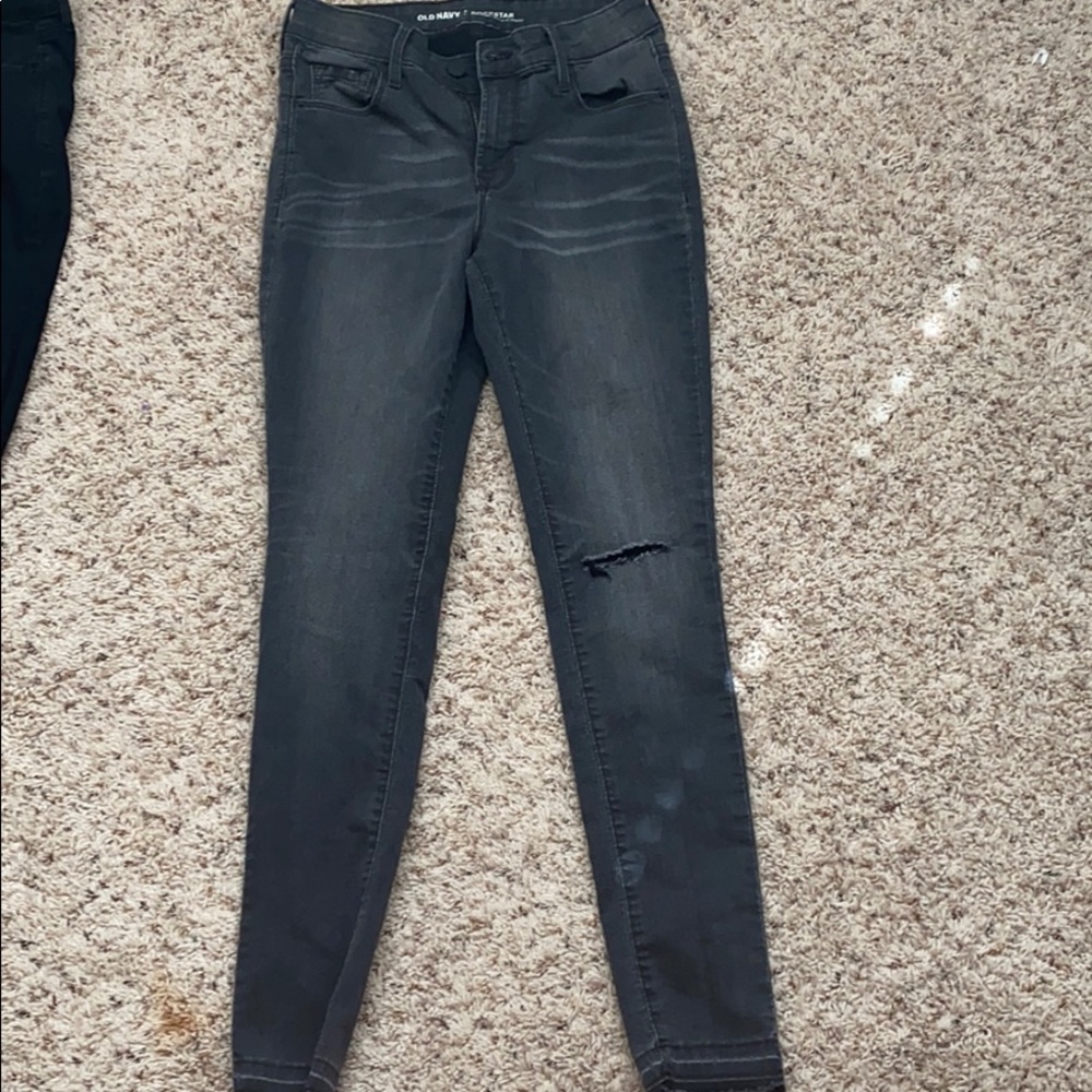 Charcoal Gray Distressed Jeans